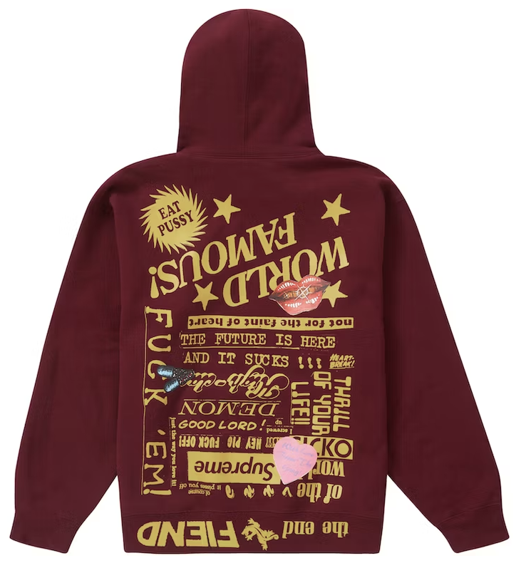 ShopMeta – Supreme Fiend Hooded Sweatshirt Burgundy