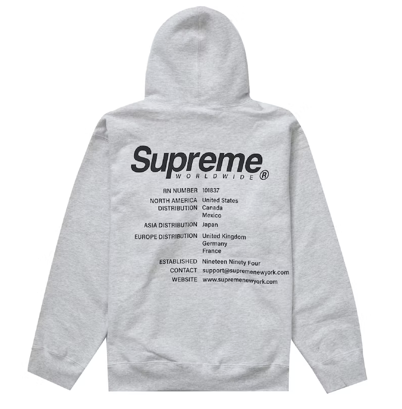ShopMeta – Supreme Worldwide Hooded Sweatshirt Ash Grey